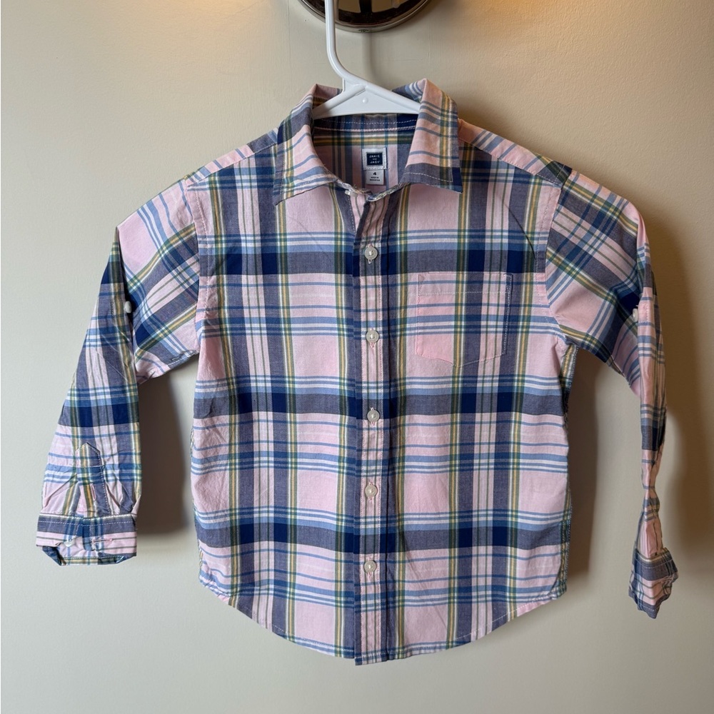 Plaid Janie and Jack Boys Shirt - Pink and Blue